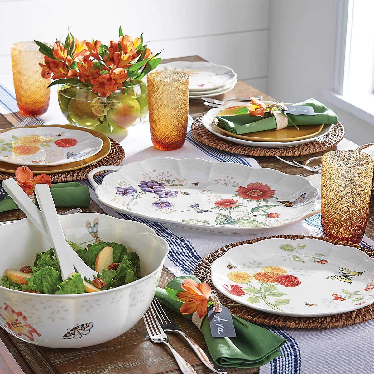 Lenox Premium Butterfly Meadow Salad Bowl & Servers - Image 5