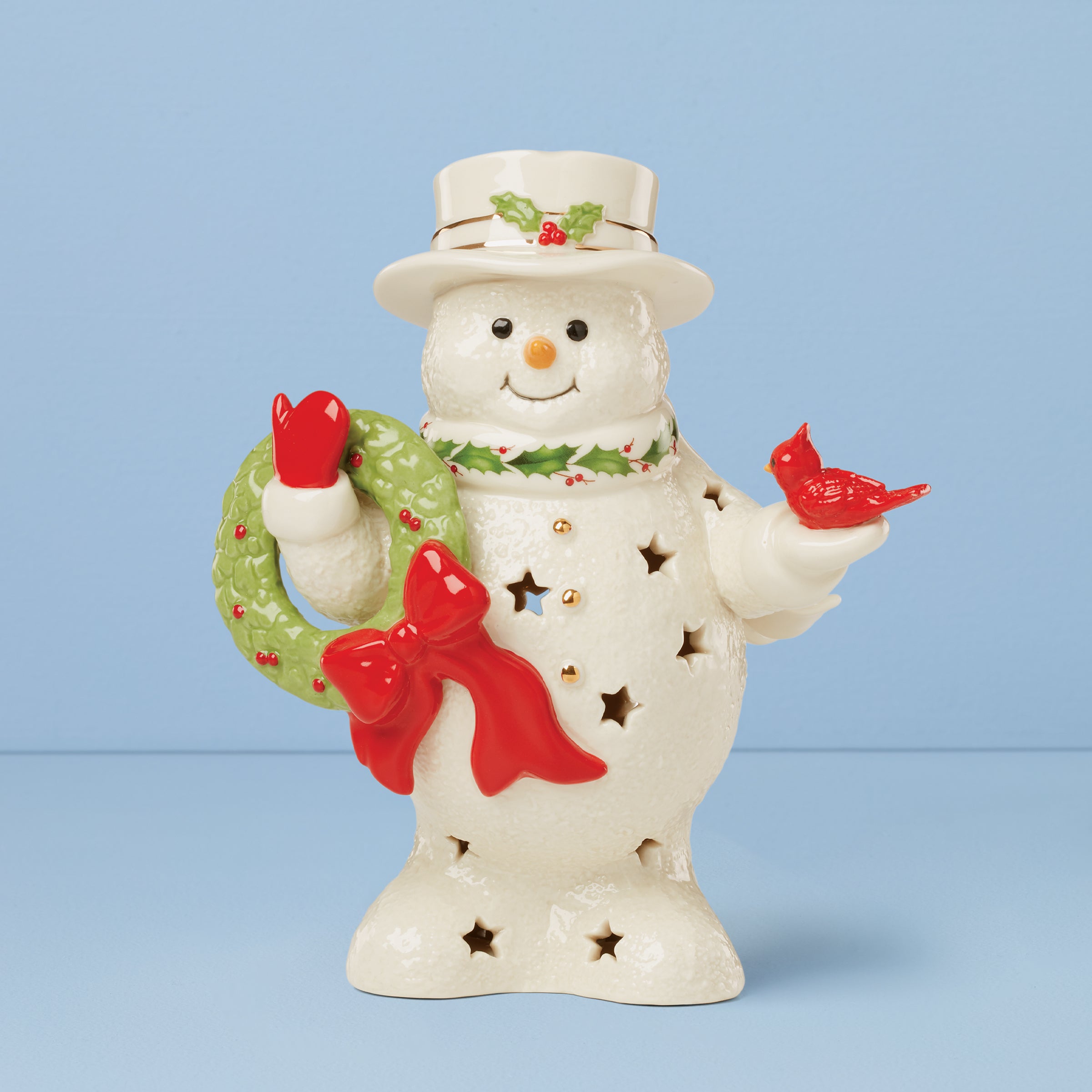 Lenox Premium Happy Holly Days Snowman Holding Wreath Figurine - Image 2