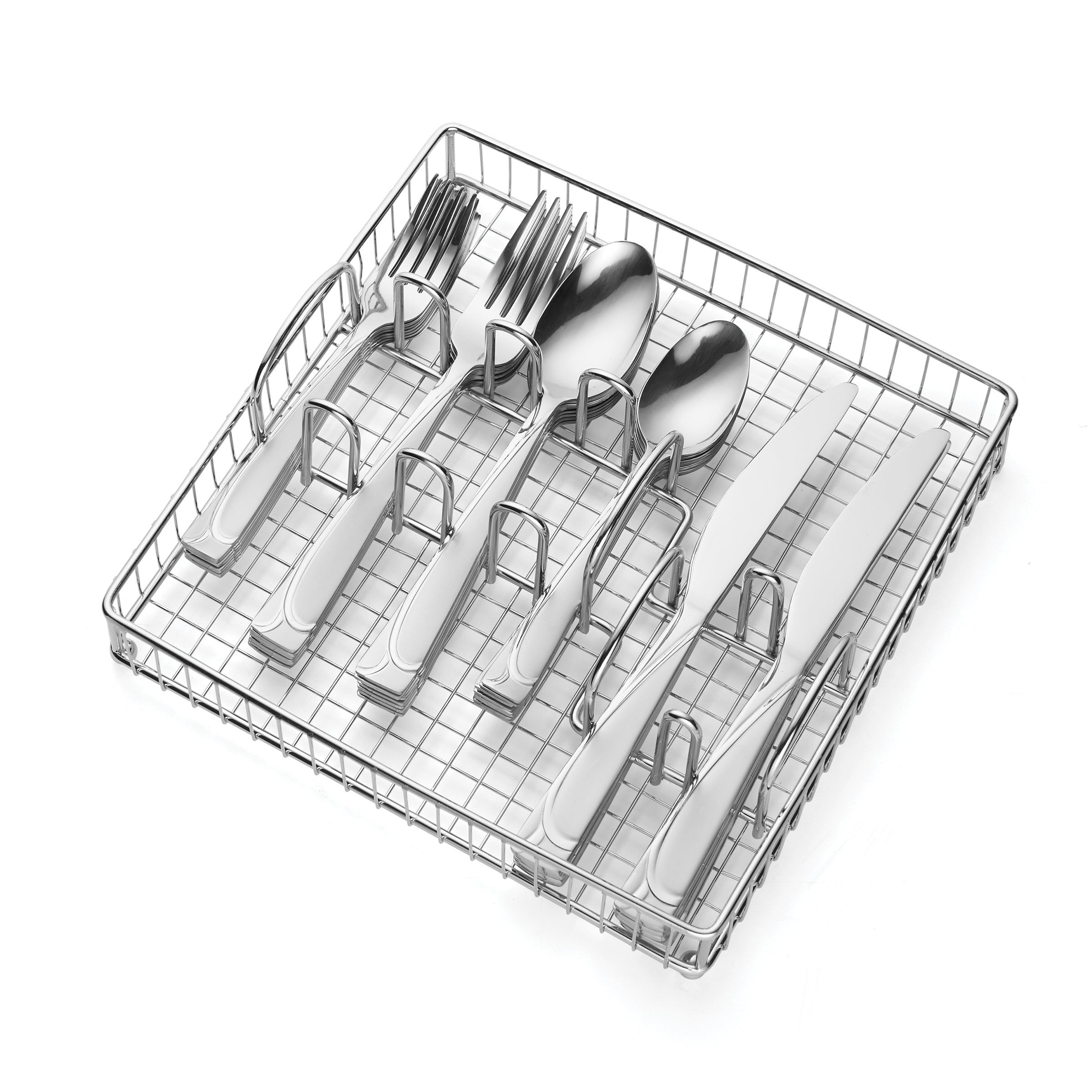 Lenox Premium Mena Frost 40-Piece Flatware Set with Chrome Caddy - Image 3