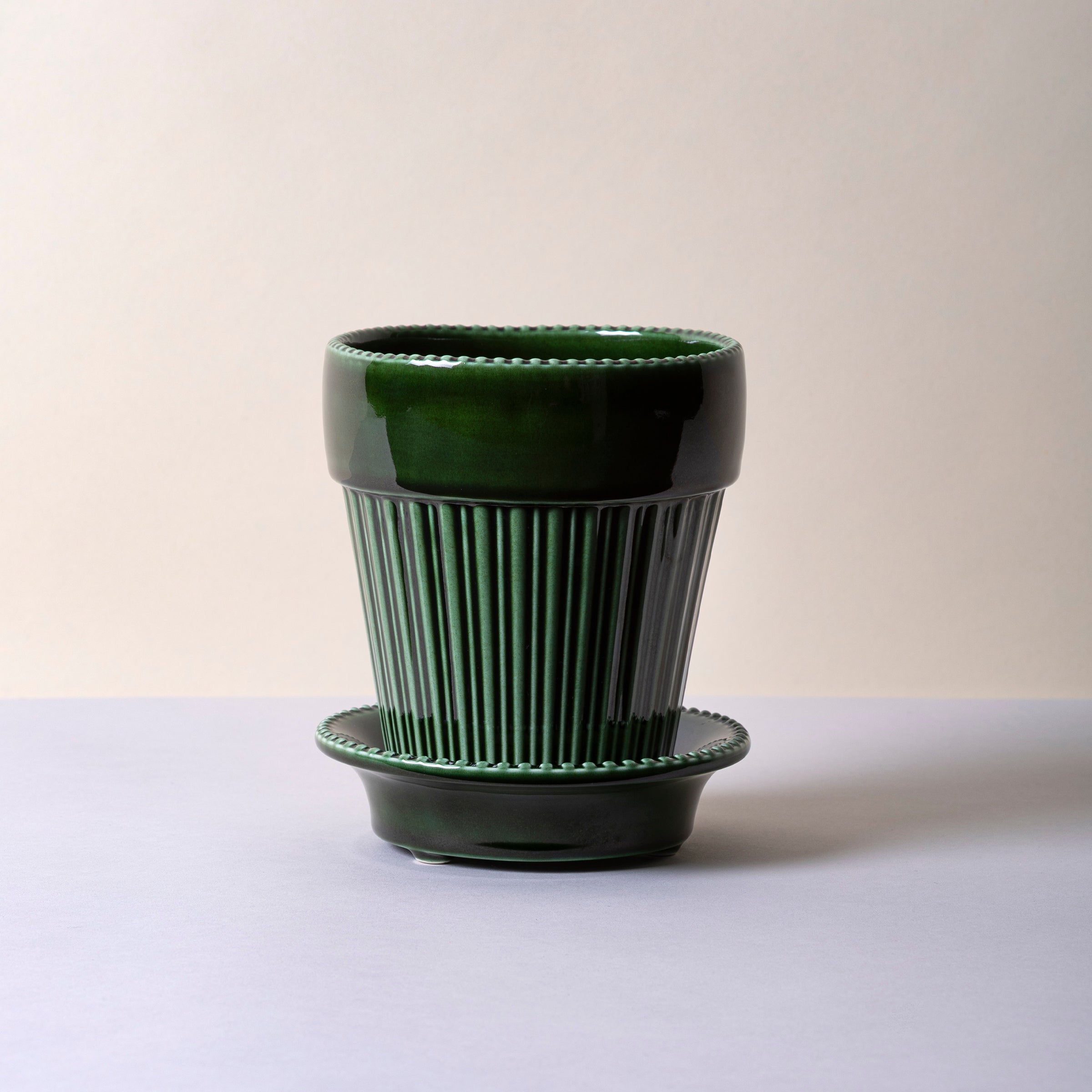 Lenox Premium Simona Glazed Emerald Green 12cm Pot with Saucer - Image 3