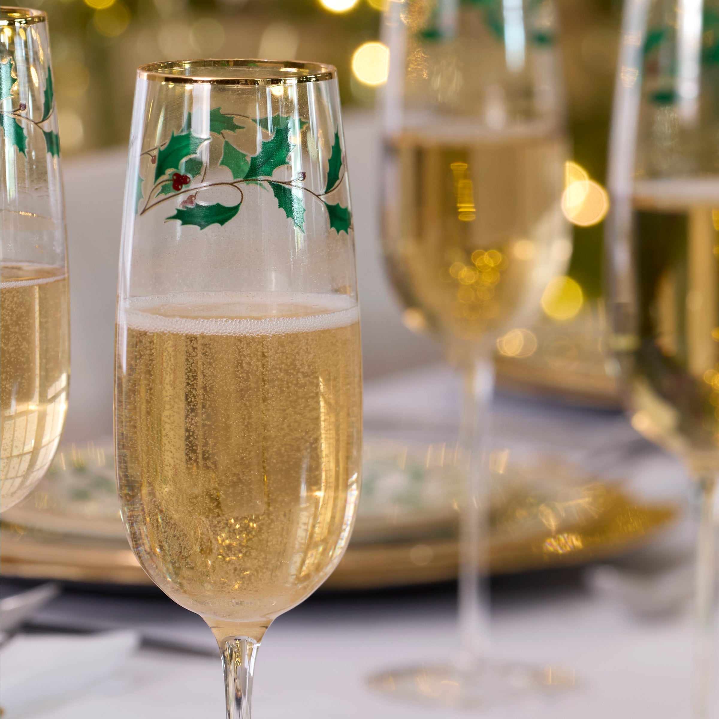 Lenox Premium Holiday Decal Flute Glasses, Set of 4 - Image 4